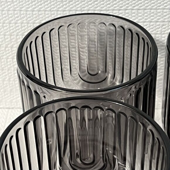 Gatsby ART DECO Set of 4 On The Rocks Smoky Gray Glasses Bar 11oz 325ml Apollo - Picture 10 of 13